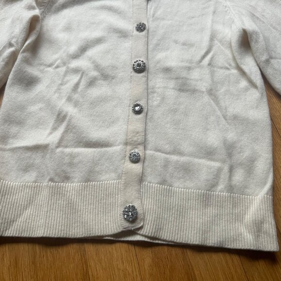 Kate Spade Size S Cream Cashmere Wool Blend Jewel Button Front Cardigan Sweater - Picture 5 of 12